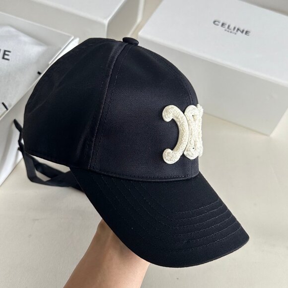 Celine Triomphe Black Adjustable Unisex Baseball Cap - Picture 1 of 7